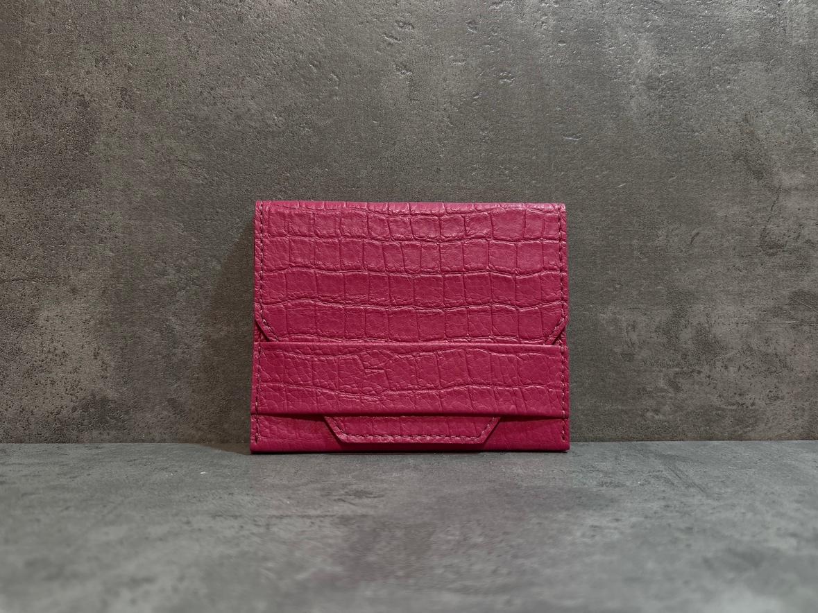small wallet【クロコ型押し/ピンク】1枚目の画像