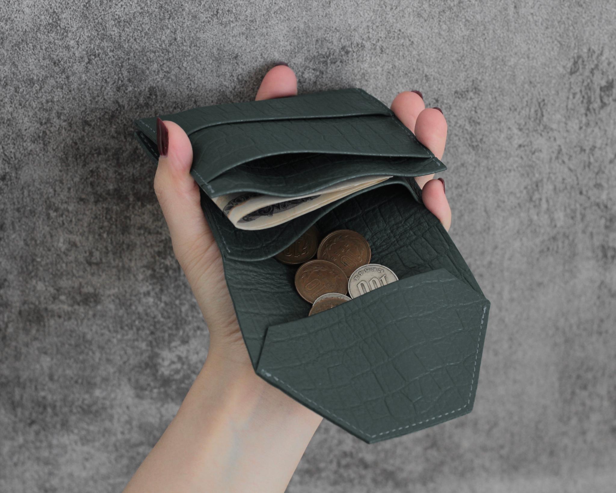 small wallet【クロコ型押し/ダークグレー】 | 9枚目